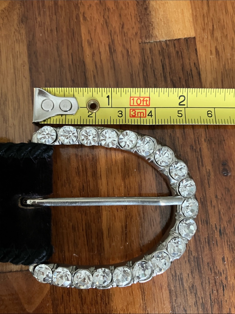 Vintage Black Velvet A. Brod Belt USA Rhinestone Buckle Italy M Glam - Picture 13 of 15